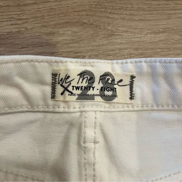 We the Free People White Denim Distressed Button Fly Raw Hem Skirt Size 28 - Picture 6 of 6